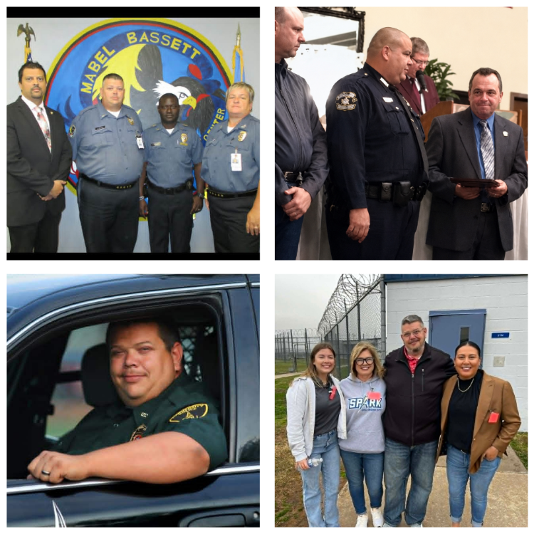 Collage of images featuring police officers and a sheriff, with a visible Mabel Bassett logo.